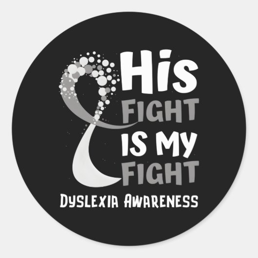 Dyslexie Bewusstsein Gray Ribbon Hope Family Fight Runder Aufkleber (Vorderseite)