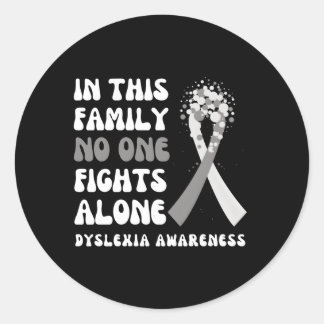 Dyslexie Bewusstsein Gray Ribbon Hope Family Fight Runder Aufkleber