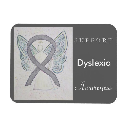 Dyslexie Bewusstsein Ribbon Angel Custom Magnet (Horizontal)