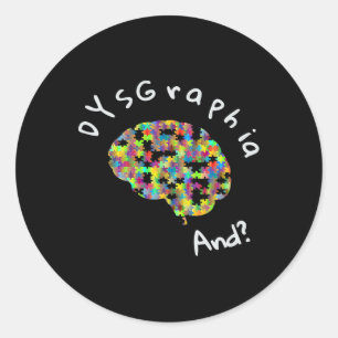 Dyslexie Bewusstseinsstörung Dysgraphie Schreiben Runder Aufkleber