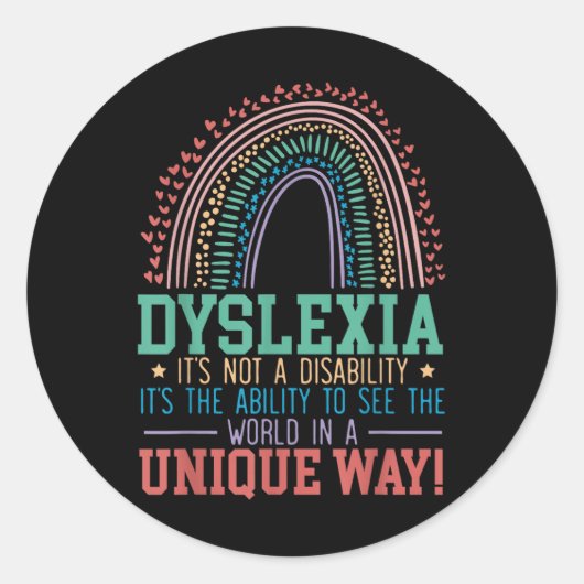 Dyslexie Es ist keine Behinderung Dyslexie Bewusst Runder Aufkleber (Vorderseite)