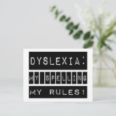 Dyslexie: Meine Rechtschreibung meiner Regeln! Dys Postkarte (Stehend Vorderseite)
