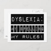 Dyslexie: Meine Rechtschreibung meiner Regeln! Dys Postkarte (Vorne/Hinten)
