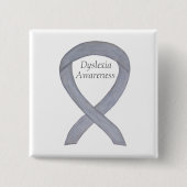 Dyslexie Silver Awareness Ribbon Custom Button (Vorderseite)