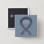 Dyslexie Silver Awareness Ribbon Custom Button (Vorne & Hinten)