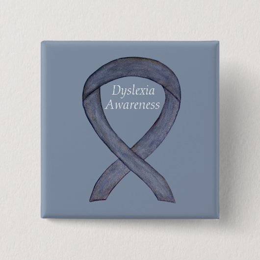 Dyslexie Silver Awareness Ribbon Custom Button (Vorderseite)