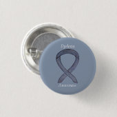 Dyslexie Silver Awareness Ribbon Custom Button (Vorne & Hinten)