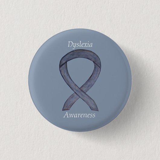 Dyslexie Silver Awareness Ribbon Custom Button (Vorderseite)