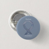Dyslexie Silver Awareness Ribbon Custom Button (Vorne & Hinten)