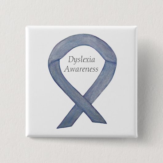 Dyslexie Silver Awareness Ribbon Custom Button (Vorderseite)