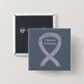 Dyslexie Silver Awareness Ribbon Custom Button (Vorne & Hinten)