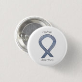 Dyslexie Silver Awareness Ribbon Custom Button (Vorne & Hinten)