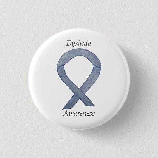 Dyslexie Silver Awareness Ribbon Custom Button (Vorderseite)