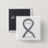 Dyslexie Silver Awareness Ribbon Custom Button (Vorne & Hinten)