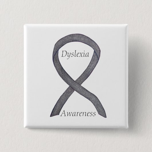 Dyslexie Silver Awareness Ribbon Custom Button (Vorderseite)