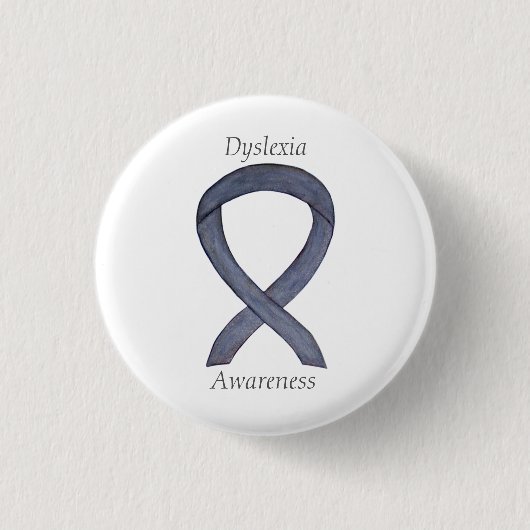 Dyslexie Silver Awareness Ribbon Custom Button (Vorderseite)