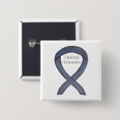 Dyslexie Silver Awareness Ribbon Custom Button (Vorne & Hinten)