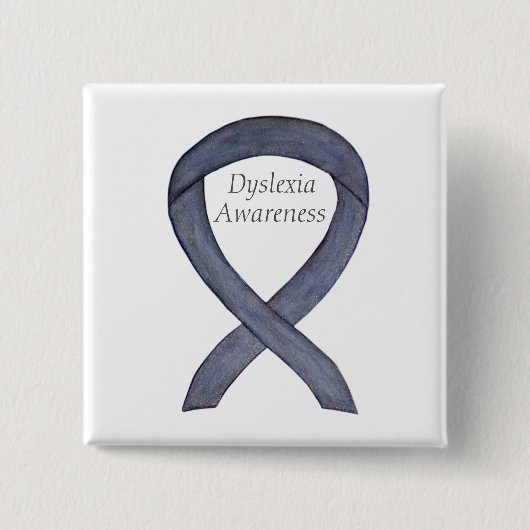 Dyslexie Silver Awareness Ribbon Custom Button (Vorderseite)