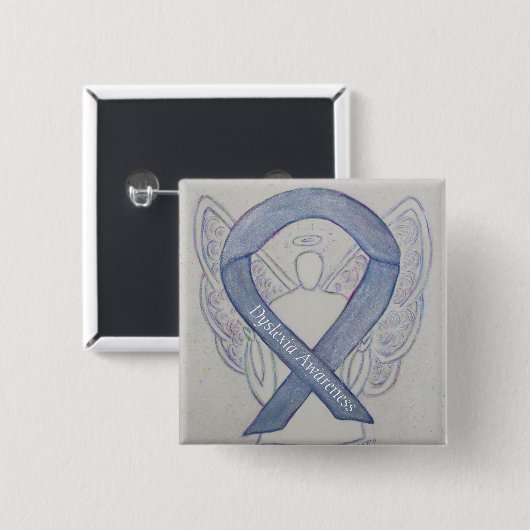 Dyslexie Silver Awareness Ribbon Engel Custom Butt Button (Vorne & Hinten)