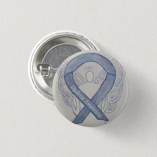 Dyslexie Silver Awareness Ribbon Engel Custom Butt Button (Vorne & Hinten)