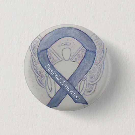 Dyslexie Silver Awareness Ribbon Engel Custom Butt Button (Vorderseite)