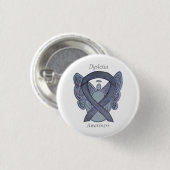 Dyslexie Silver Awareness Ribbon Engel Custom Butt Button (Vorne & Hinten)