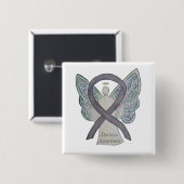 Dyslexie Silver Awareness Ribbon Engel Custom Butt Button (Vorne & Hinten)