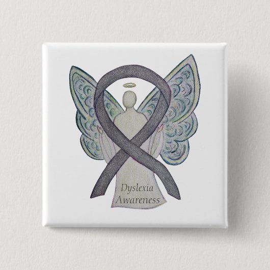 Dyslexie Silver Awareness Ribbon Engel Custom Butt Button (Vorderseite)