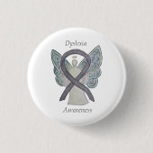 Dyslexie Silver Awareness Ribbon Engel Custom Butt Button (Vorderseite)