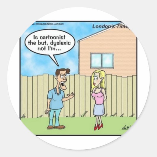 Dyslexische Karikaturist Funny Gifts T-Shirts & Co Runder Aufkleber (Vorderseite)