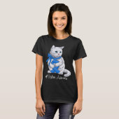 Dystonia Awareness Month Blue Ribbon Cat T-Shirt (Vorne ganz)