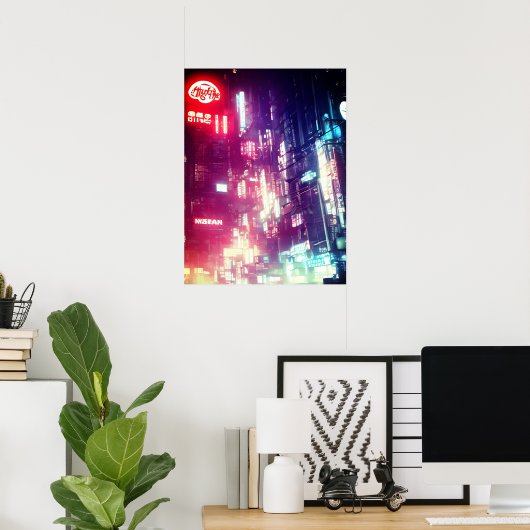 Dystopian Cyberpunk City Poster (Heimbüro)