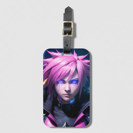 Dystopian Cyberpunk Sci-Fi Future Street Punk 01 D Gepäckanhänger (Vorderseite Vertikal)