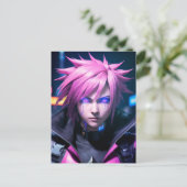 Dystopian Cyberpunk Sci-Fi Future Street Punk 01 Postkarte (Stehend Vorderseite)