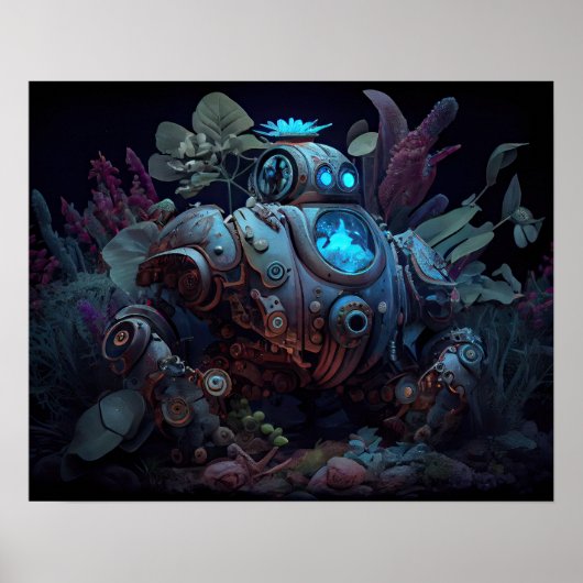 Dystopian Robot & Pflanze Poster (Vorne)