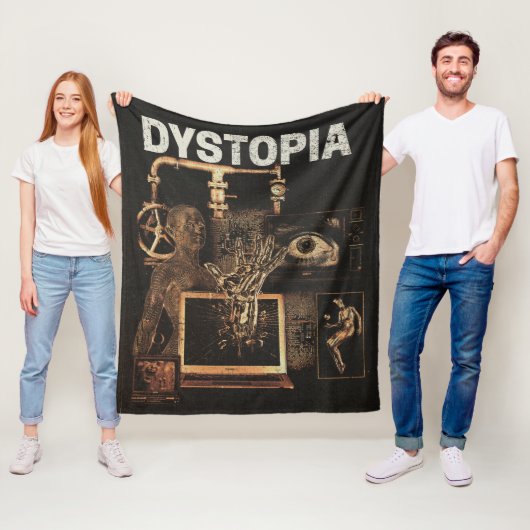 Dystopie - Design von Techno-Dystopian Streetwear Fleecedecke (Beispiel)