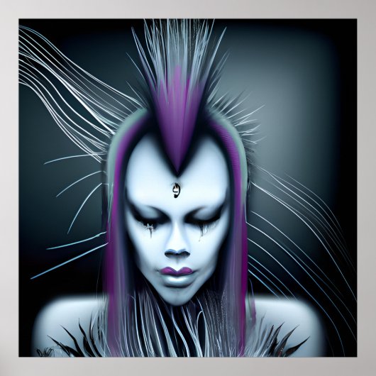Dystopische Alien Human Hybrid Etheral Ai Art Poster (Vorne)