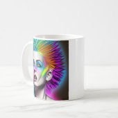 Dystopische Frau in Rainbow Mohawk Abstrakt Modern Kaffeetasse (Vorderseite Links)