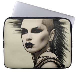 Dystopische Frau Punk Rocker Mohawk und Piercings Laptopschutzhülle