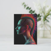 Dystopische Person mit Mohawk Postkarte (Stehend Vorderseite)