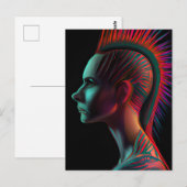 Dystopische Person mit Mohawk Postkarte (Vorne/Hinten)