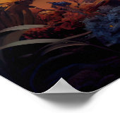 Dystopischer Roboter mit orangefarbener Blume Poster (Ecke)