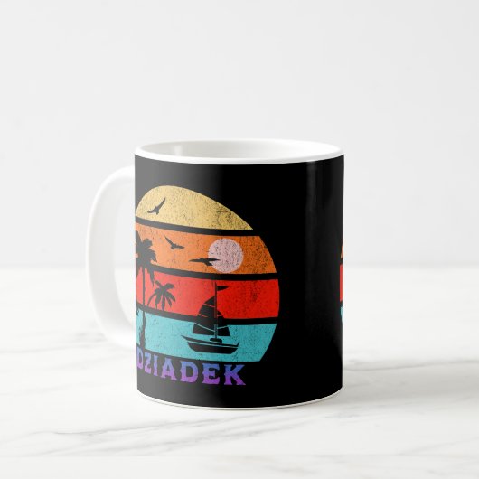 Dziadek Retro Sunset Ocean Großvater Kaffeetasse (Vorderseite Links)