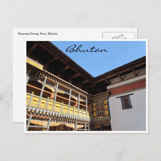 Dzong-Dach Postkarte (Vorne/Hinten)