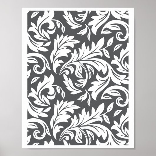 E0001 Dunkelgrau - Retro-Blumenmuster-Grafik Poster (Vorne)