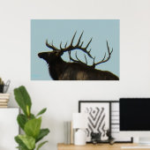 E11 Bull Elk Silhouette Head Shot Poster (Heimbüro)