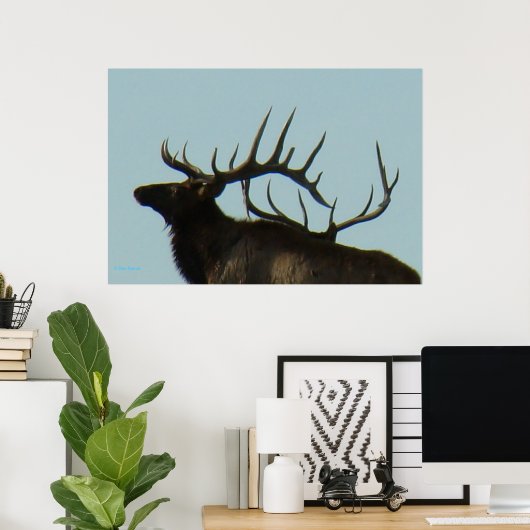 E11 Bull Elk Silhouette Head Shot Poster (Heimbüro)