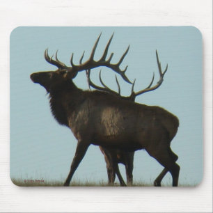 E11 Wapiti-Geweih am Horizont Silhouette Mousepad