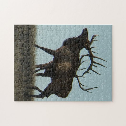 E14 Bull Elk Silhouette Puzzle (Horizontal)