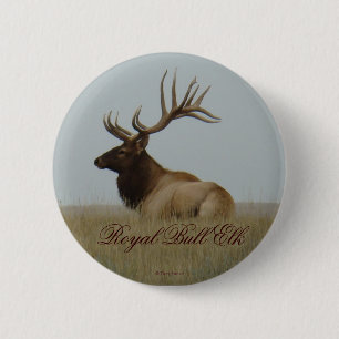 E15 Bull Elk Big Bull Liegend Button